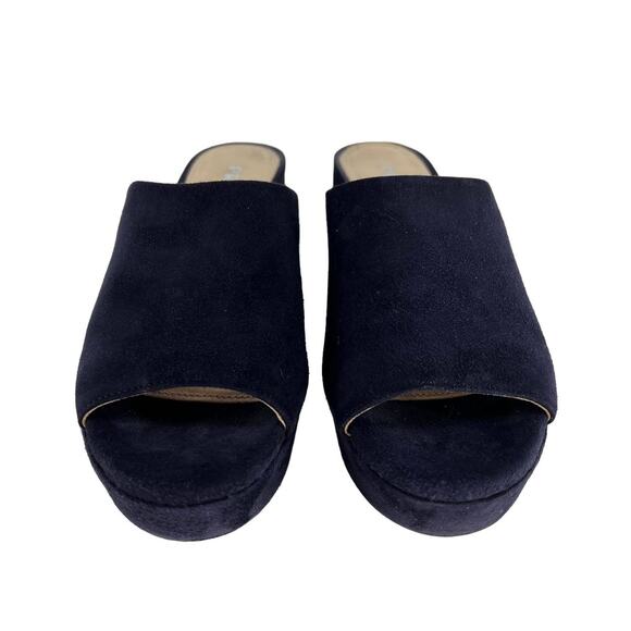 Prada Suede Navy Platform Heeled Mules - Picture 7 of 11
